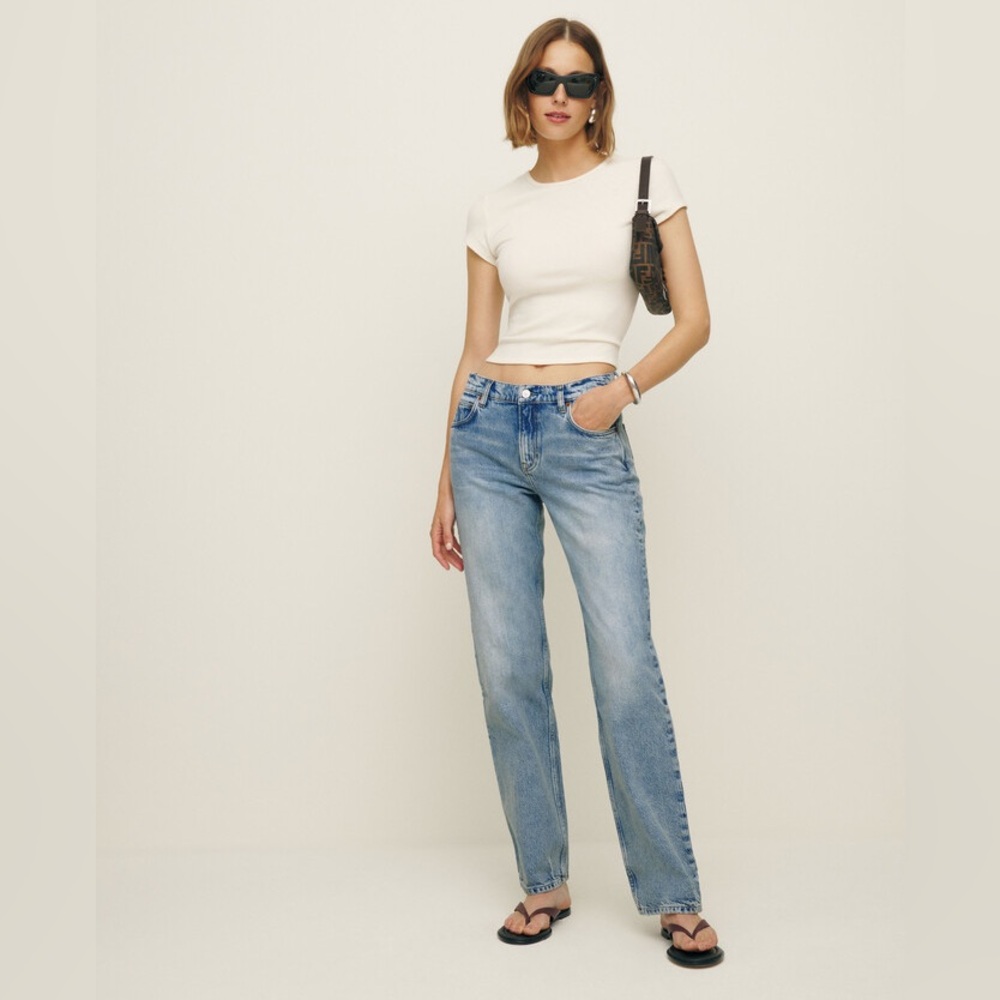 Reformation Abby Low Rise Denim Straight Jeans Size 25